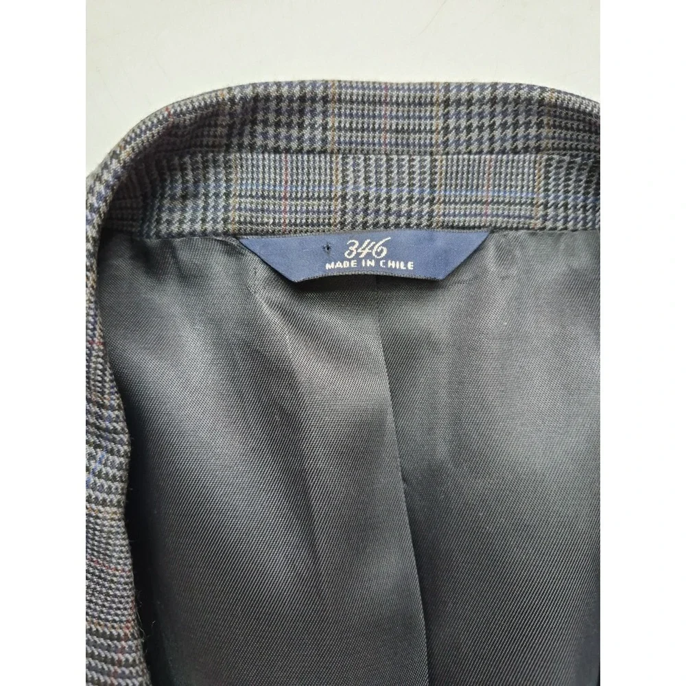 Brooks Brothers 346 Mens 44L Wool Cashmere Sport Coat Slate Plaid Blazer